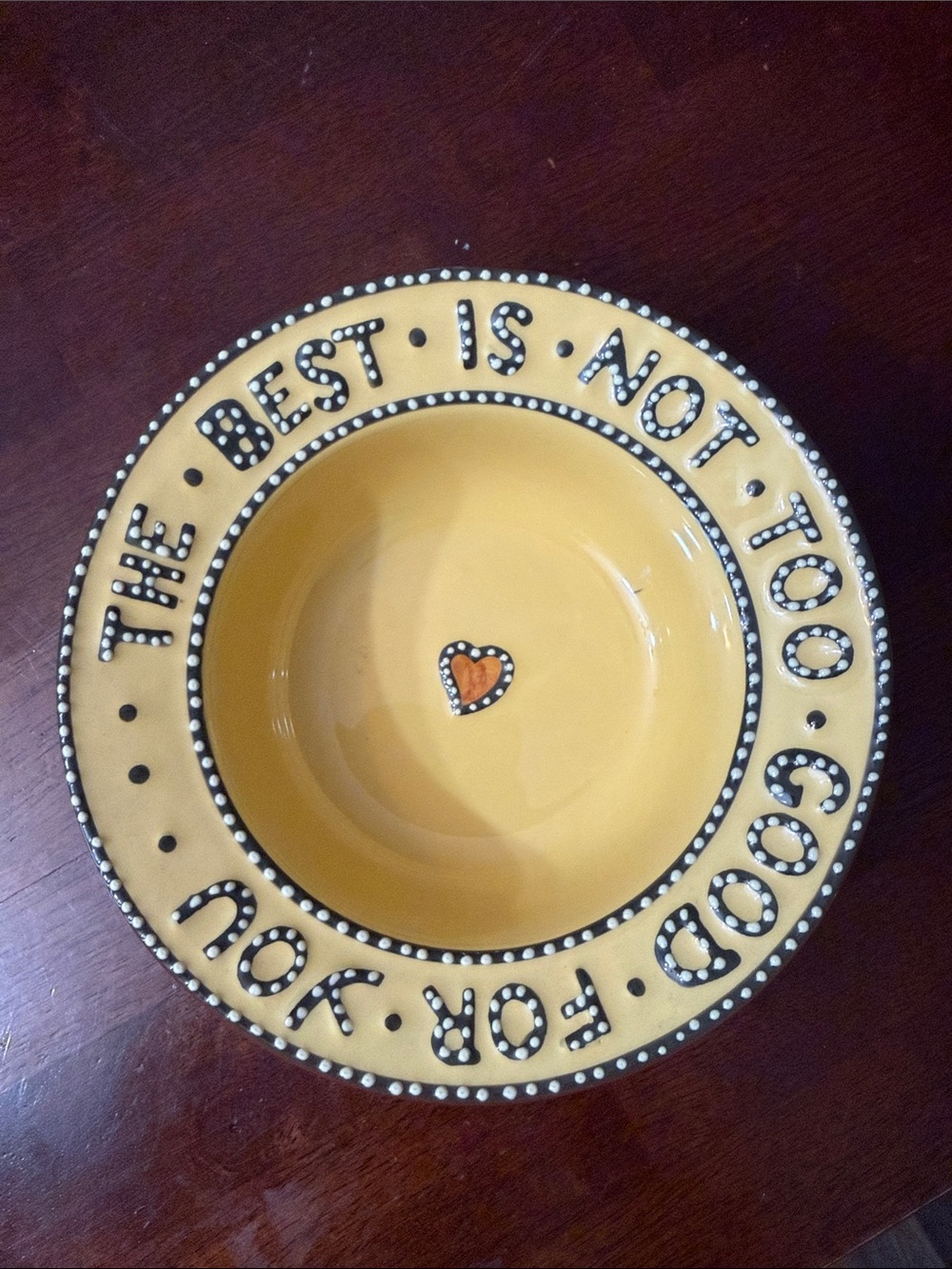 Playful Yellow Ceramic Serving Bowl with Heart Accent